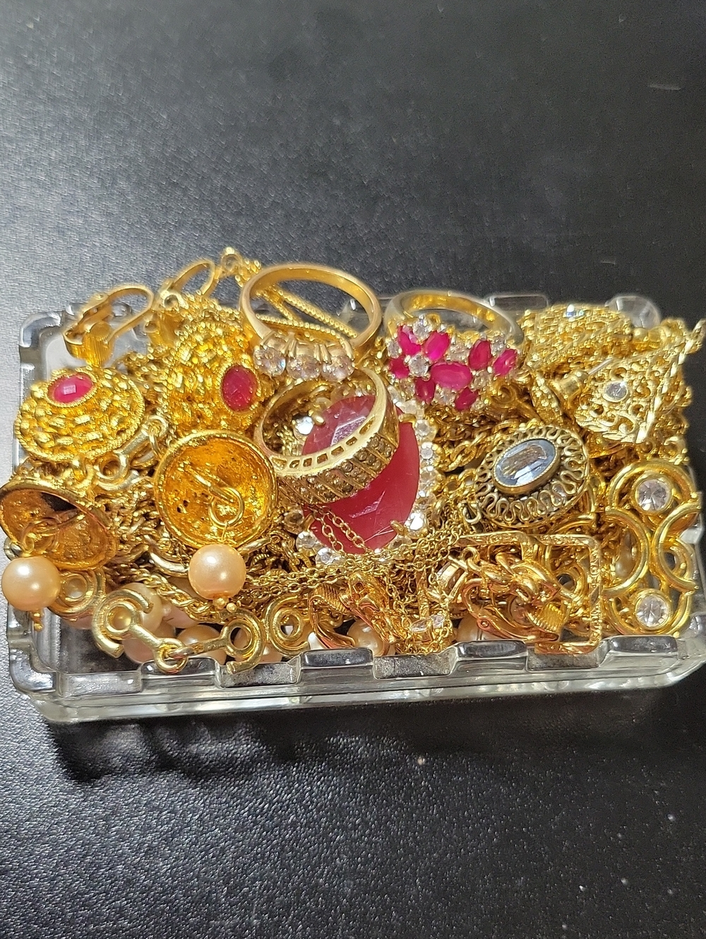 Gold-Tone Women's Fashion Jewelry Collection with Pink Accents